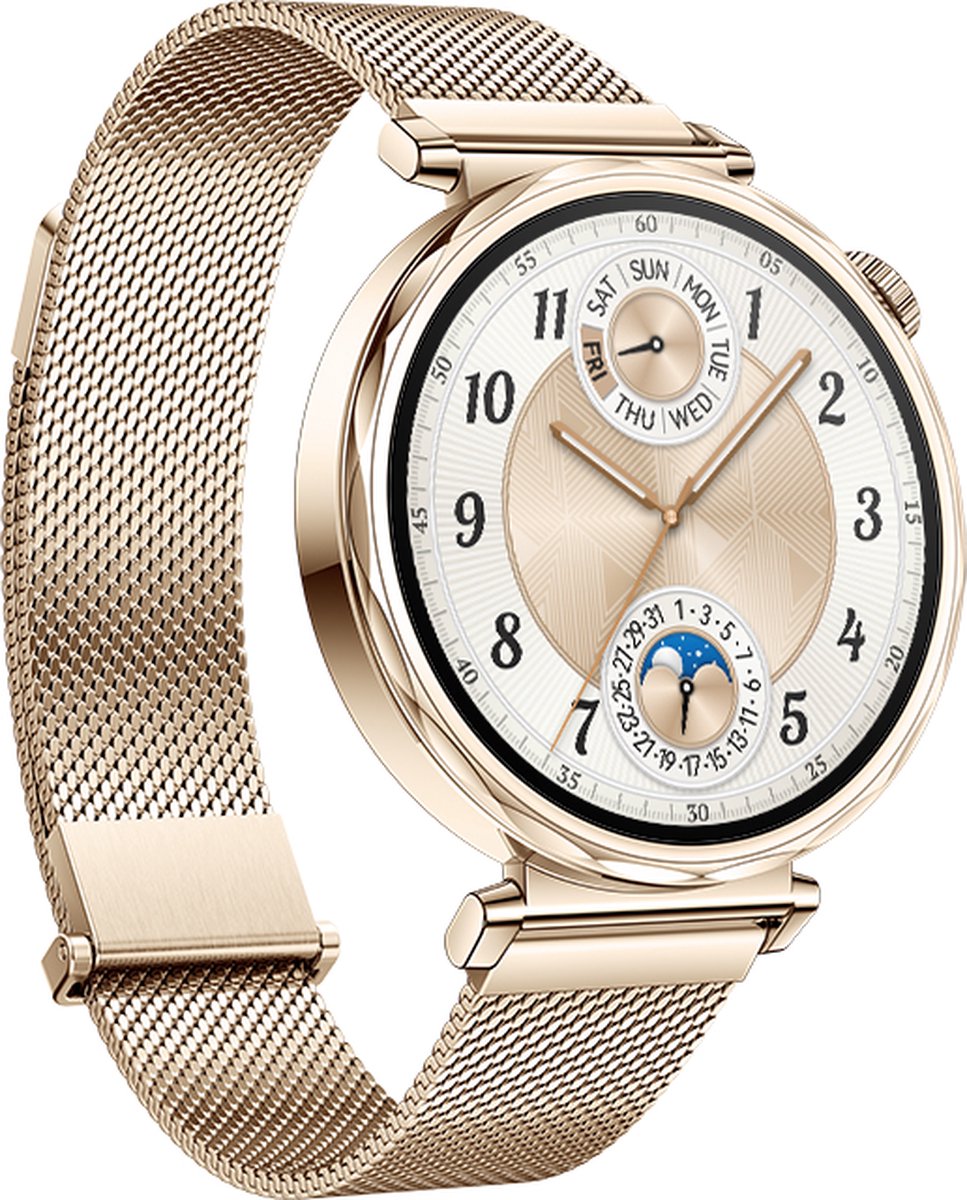 Wat vinden we goed aan de HUAWEI WATCH GT5 41mm Milanees Goud Horlogeband