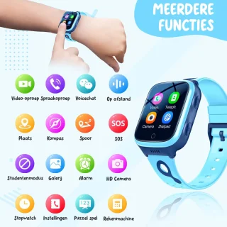 ISHIVA Smartwatch Kinderen GPS Horloge Blauw
