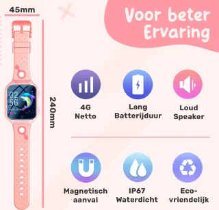 ISHIVA® Smartwatch Kinderen GPS Horloge Roze