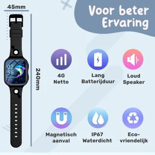 ISHIVA® Smartwatch Kinderen GPS Tracker Zwart