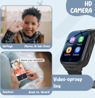 ISHIVA® Smartwatch Kinderen GPS Tracker Zwart