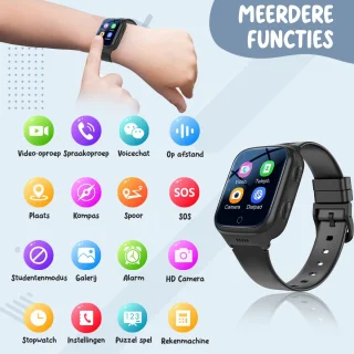 ISHIVA® Smartwatch Kinderen GPS Tracker Zwart