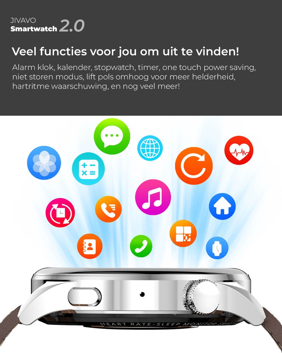 JIVAVO Smartwatch 2.0 Zwart NFC