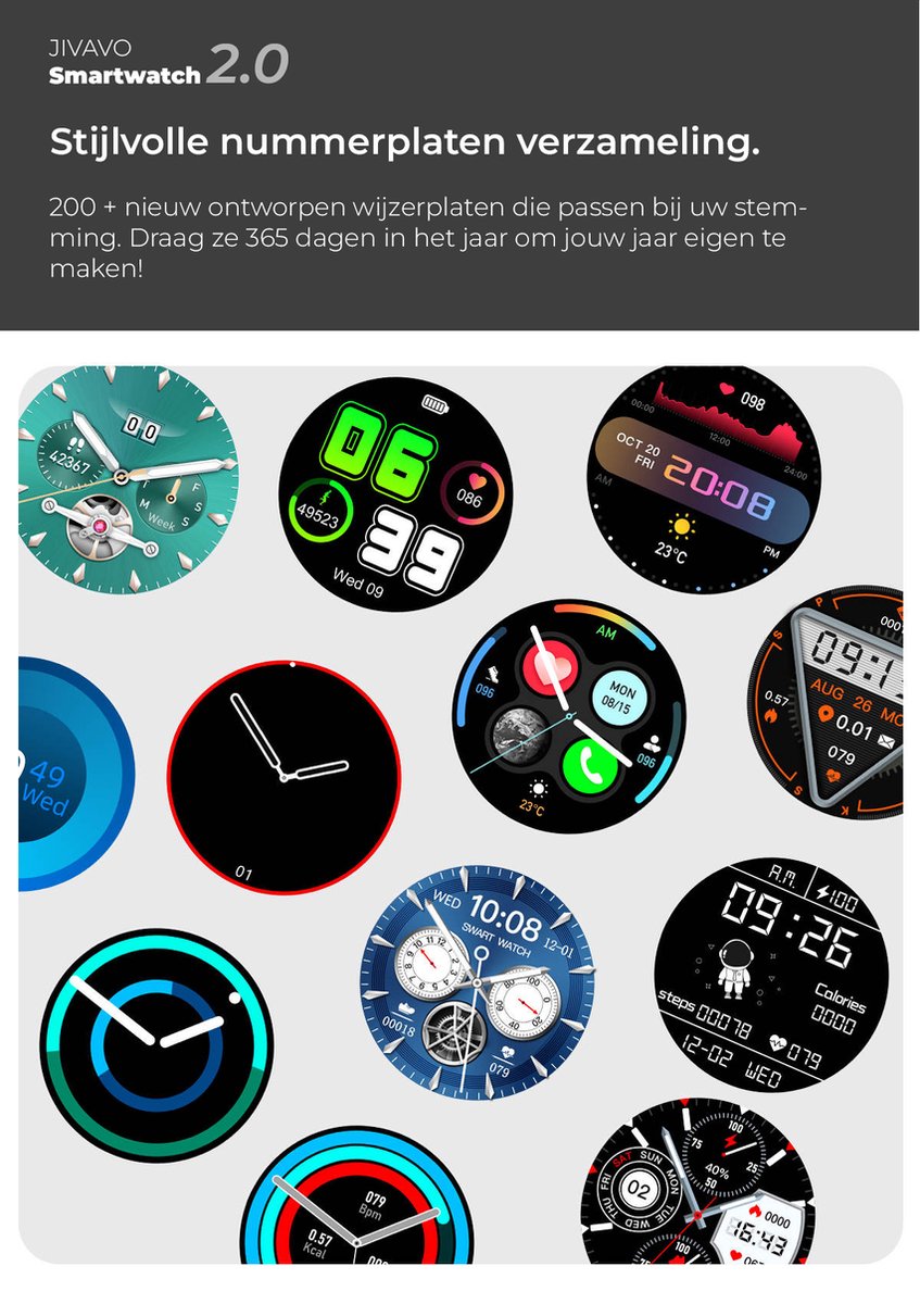 JIVAVO Smartwatch 2.0 Zwart NFC