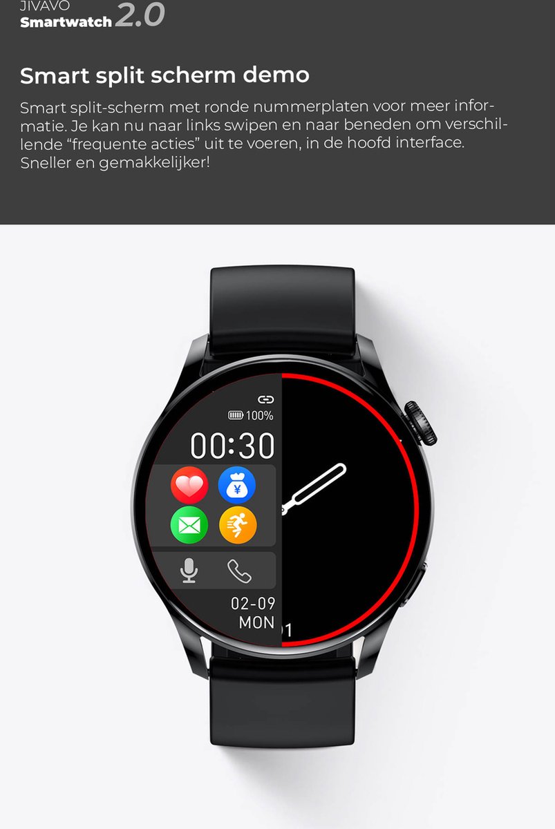 JIVAVO Smartwatch 2.0 Zwart NFC