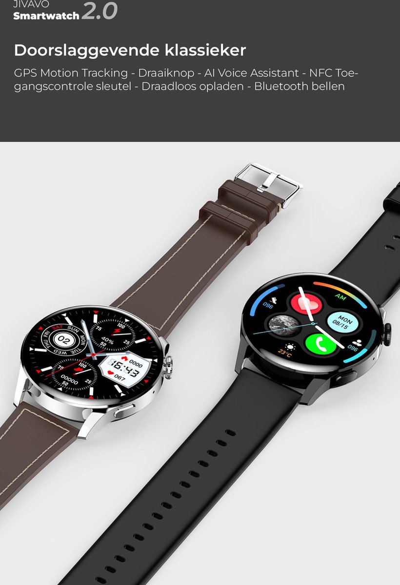 JIVAVO Smartwatch 2.0 Zwart NFC