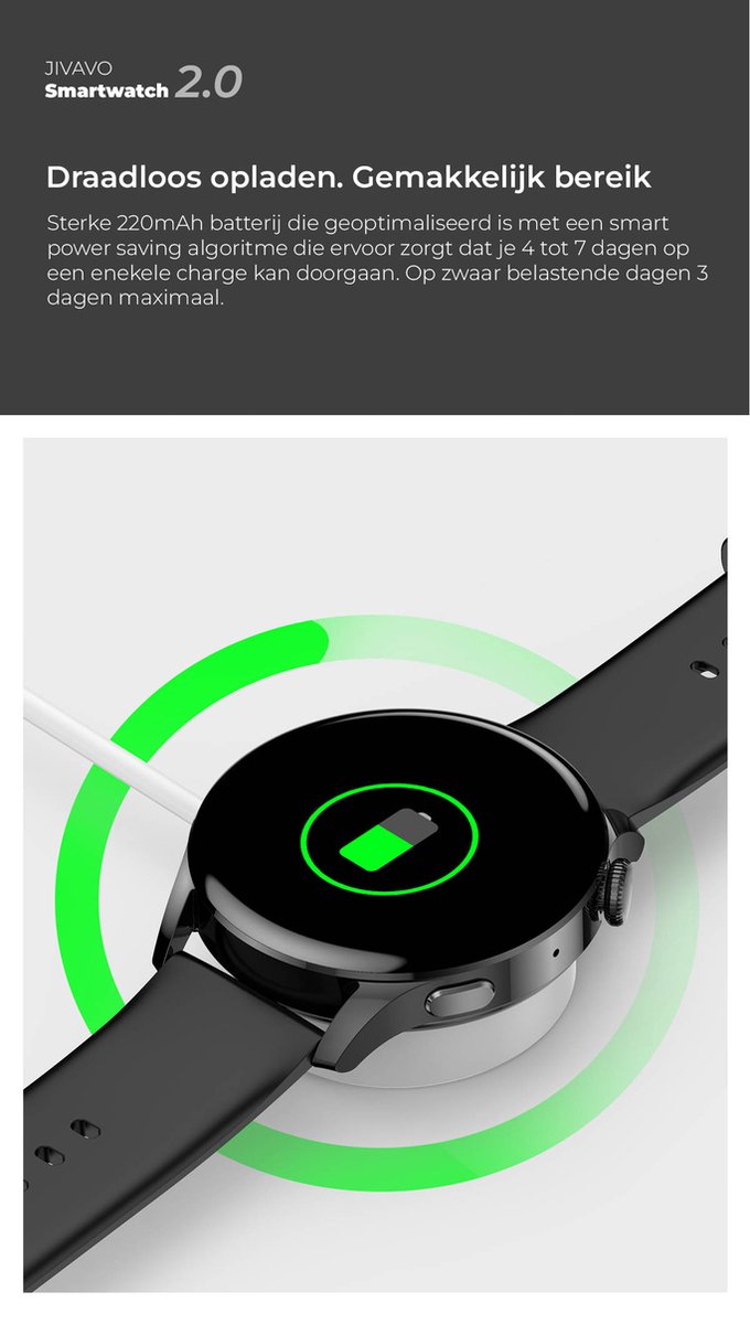 JIVAVO Smartwatch 2.0 Zwart NFC