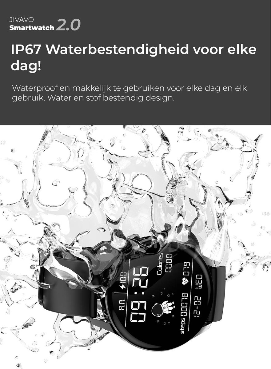 JIVAVO Smartwatch 2.0 Zwart NFC
