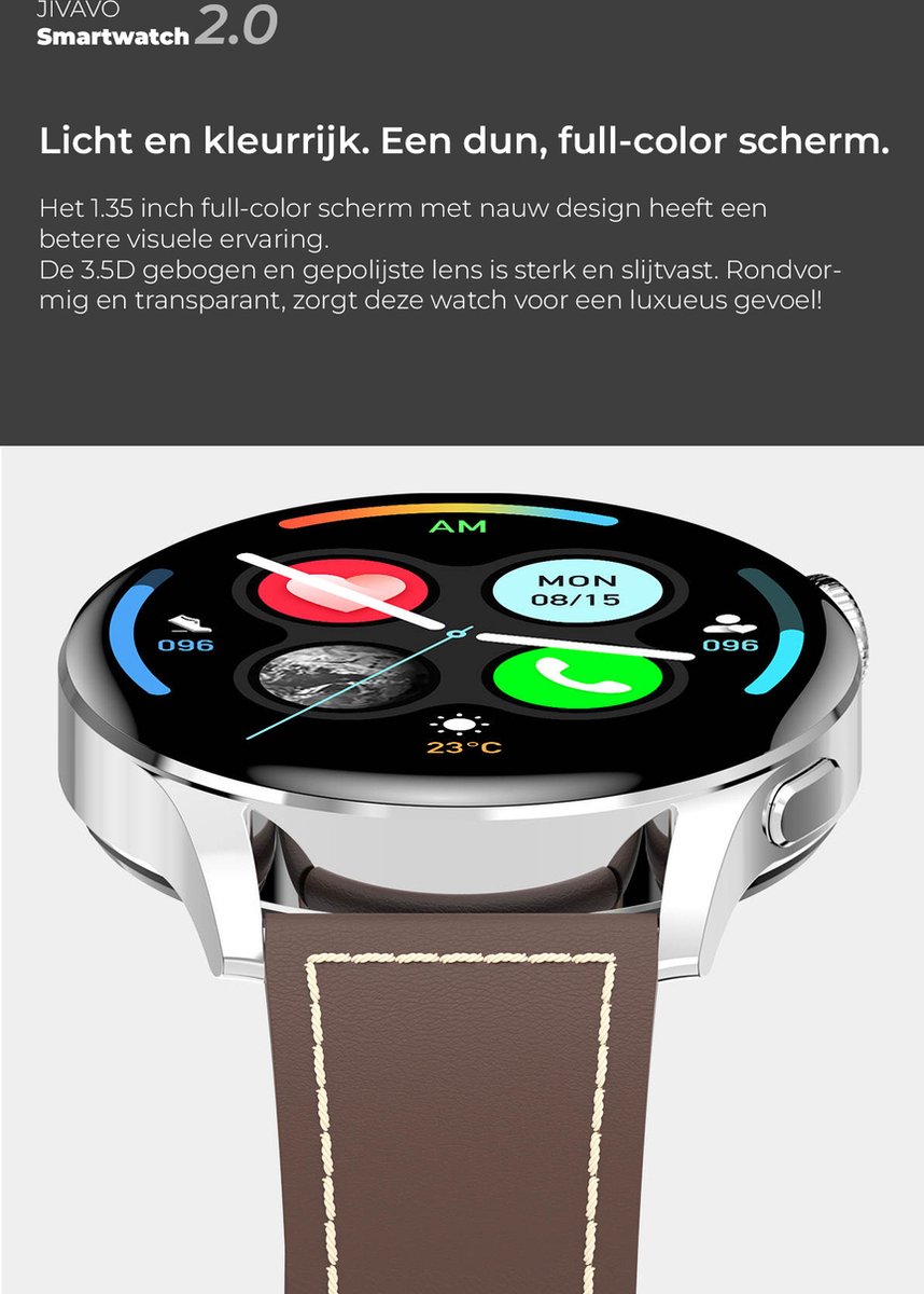 JIVAVO Smartwatch 2.0 Zwart NFC