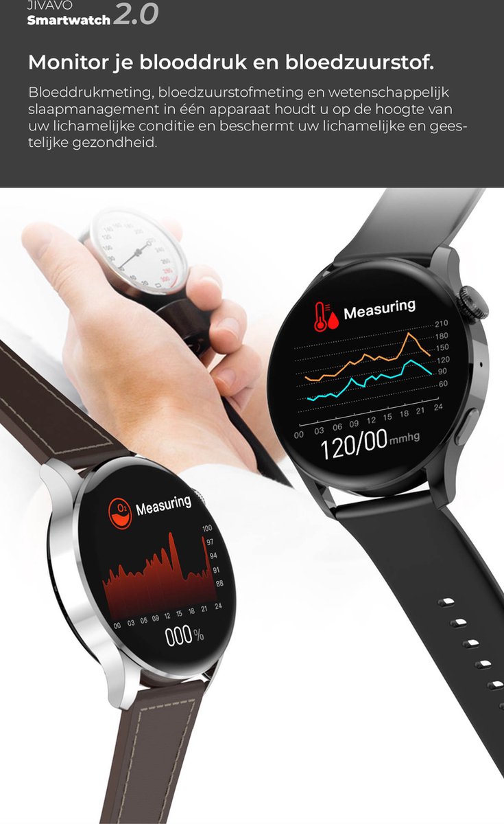 JIVAVO Smartwatch 2.0 Zwart NFC