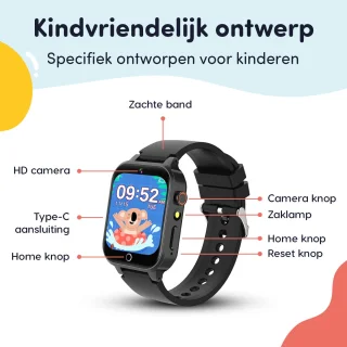 Keebies Smartwatch Kinderhorloge 5-12 jaar Zwart