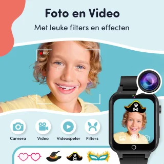 Keebies Smartwatch Kinderhorloge 5-12 jaar Zwart