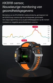 kh50 Smartwatch Oranje voor Dames en Heren