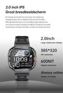 KH50 Zwart Smartwatch voor Dames en Heren
