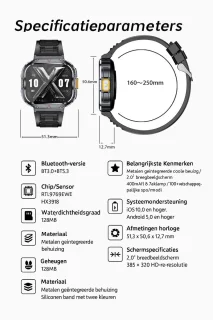 KH50 Zwart Smartwatch voor Dames en Heren
