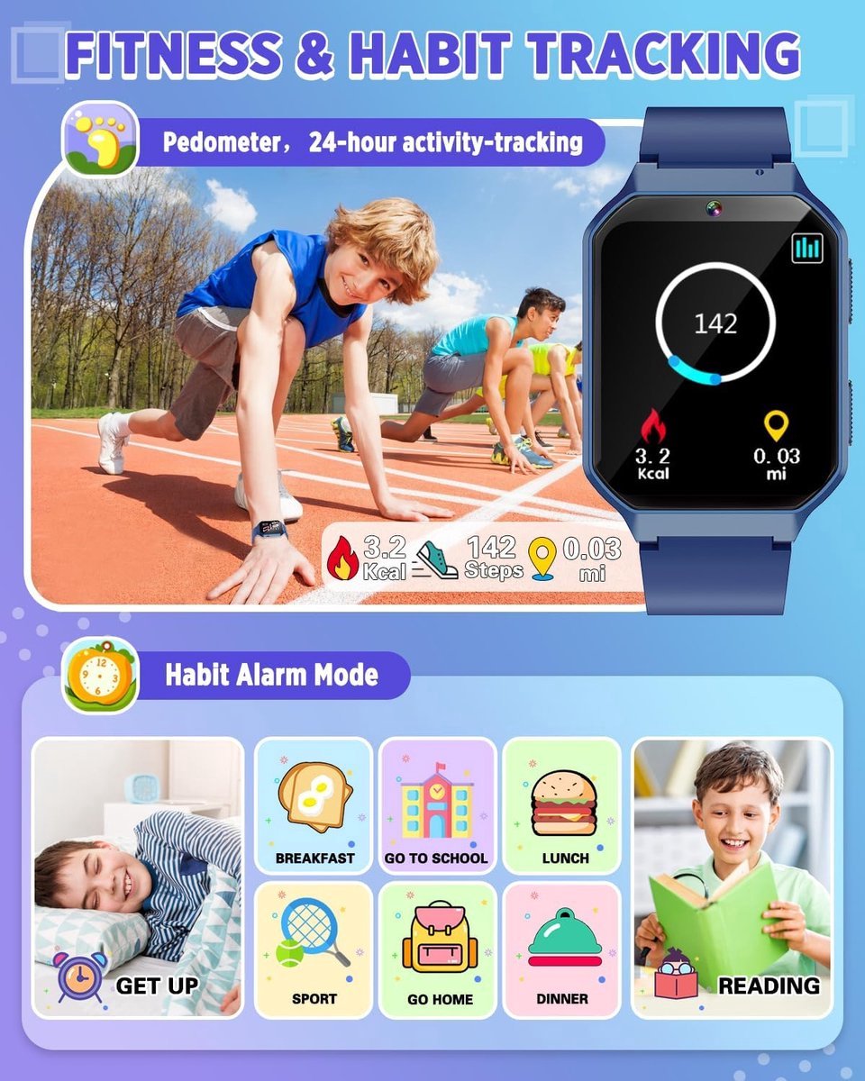 Kiddowz Smartwatch Kinderhorloge Donkerblauw 5-12 jaar