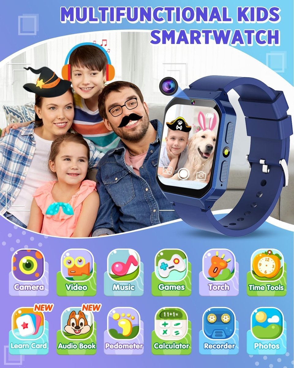 Kiddowz Smartwatch Kinderhorloge Donkerblauw 5-12 jaar