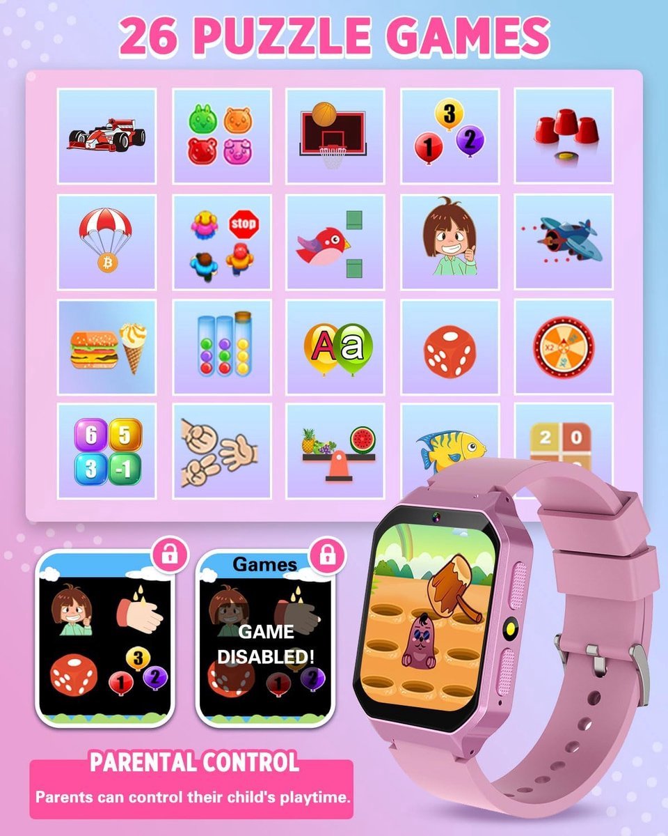 Kiddowz Smartwatch V2 Paars Kinderhorloge 5-12 jaar