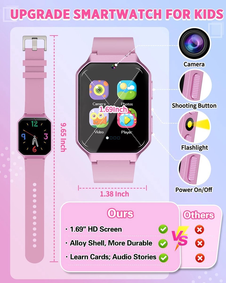 Kiddowz Smartwatch V2 Paars Kinderhorloge 5-12 jaar