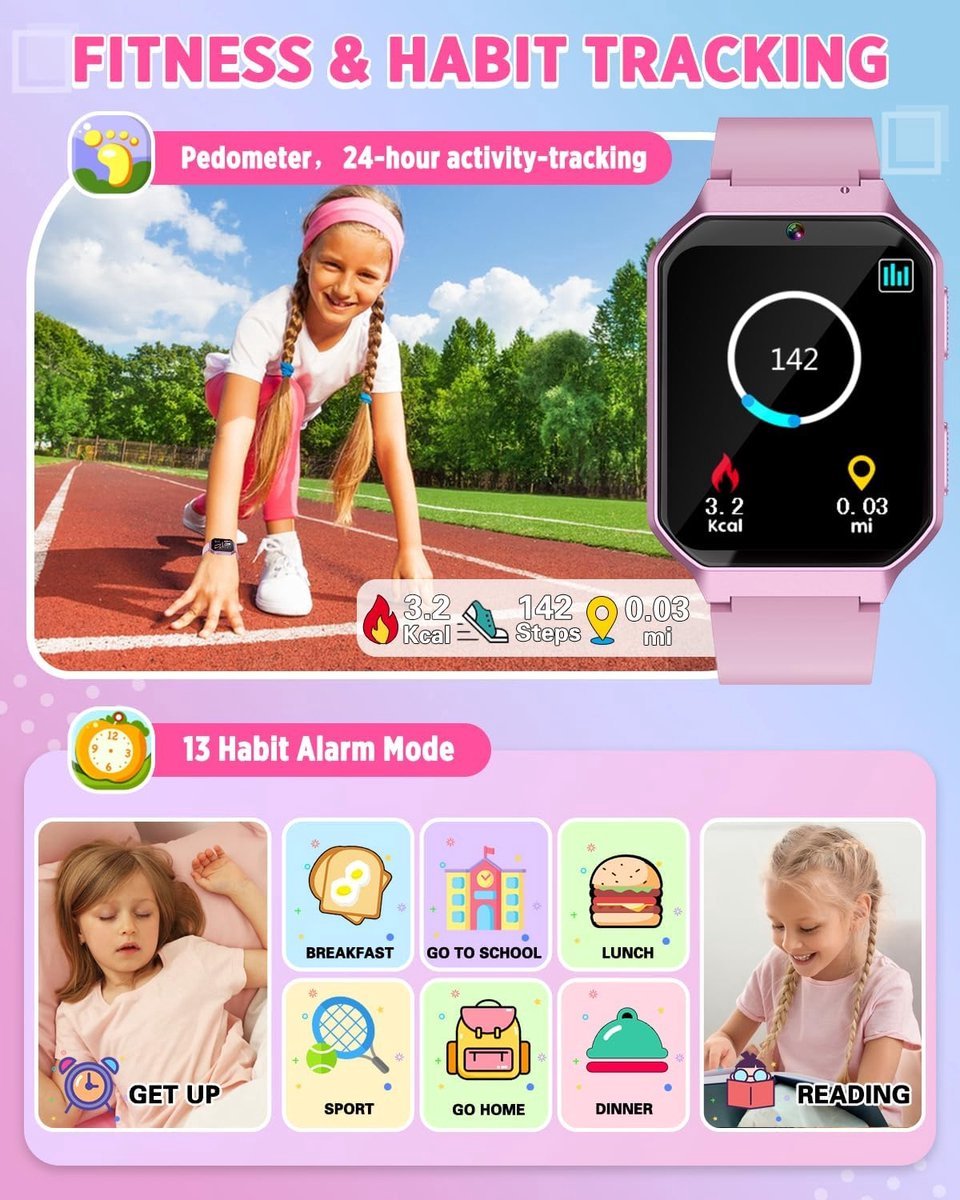 Kiddowz Smartwatch V2 Paars Kinderhorloge 5-12 jaar