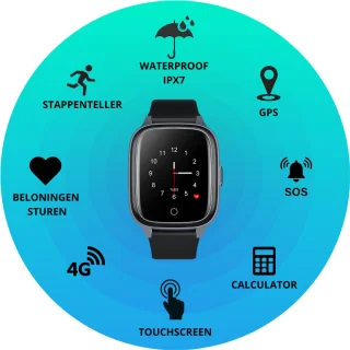 Kinder Smartwatch Zwart met GPS en Simkaart
