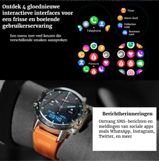 Kiraal Breeze Smartwatch Zwart voor Android & iOS