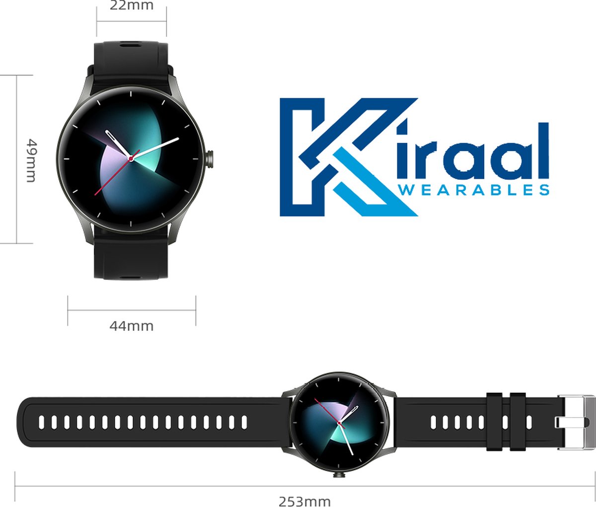 Kiraal Fit 10 Smartwatch Zwart