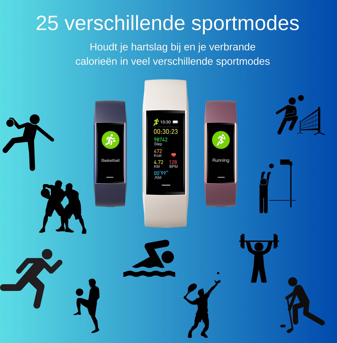 Kiraal Horizon Smartwatch Blauw Heren Dames