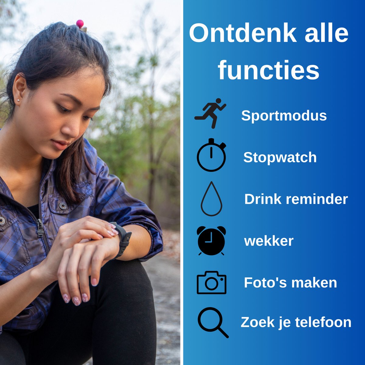 Kiraal Horizon Smartwatch Blauw Heren Dames