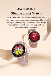 Kiraal Sparkle Smartwatch Dames Roze