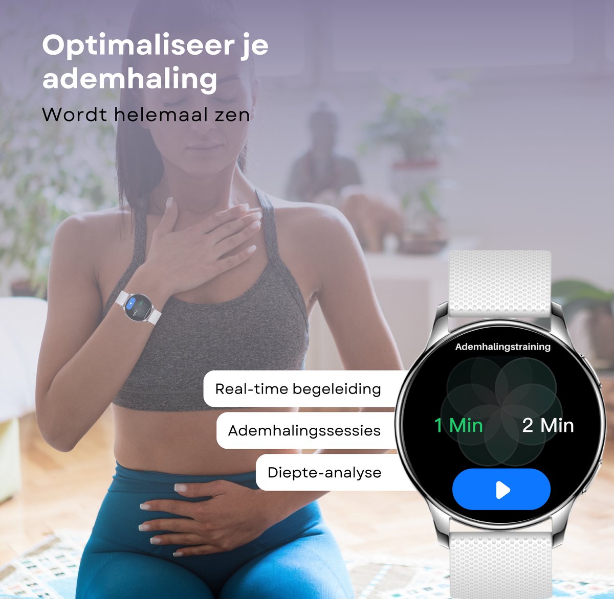 Kiraal Valencia AMOLED Dames Smartwatch RVS Met Bandje