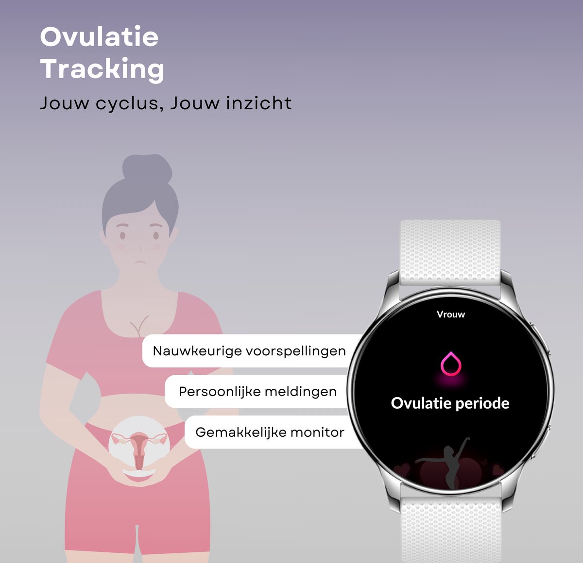 Kiraal Valencia AMOLED Dames Smartwatch RVS Met Bandje