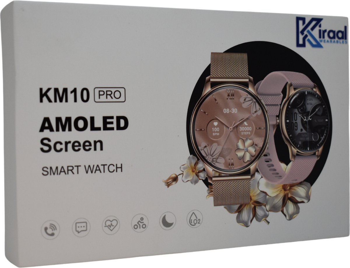 Kiraal Valencia AMOLED Dames Smartwatch RVS Met Bandje