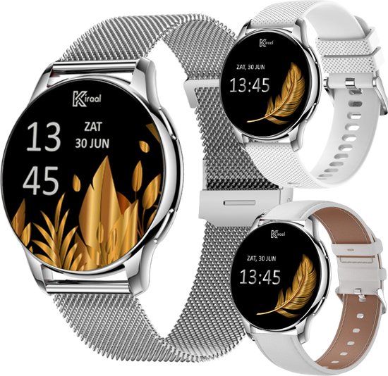 Kiraal Valencia AMOLED Dames Smartwatch RVS Met Bandje