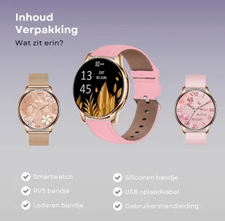 Kiraal Valencia AMOLED Smartwatch Dames Rosé Goud
