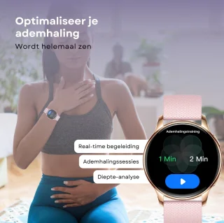 Kiraal Valencia AMOLED Smartwatch Dames Rosé Goud