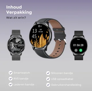 Kiraal Valencia AMOLED Smartwatch Dames Zwart