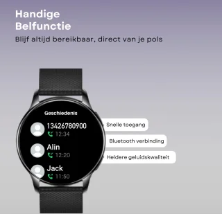 Kiraal Valencia AMOLED Smartwatch Dames Zwart