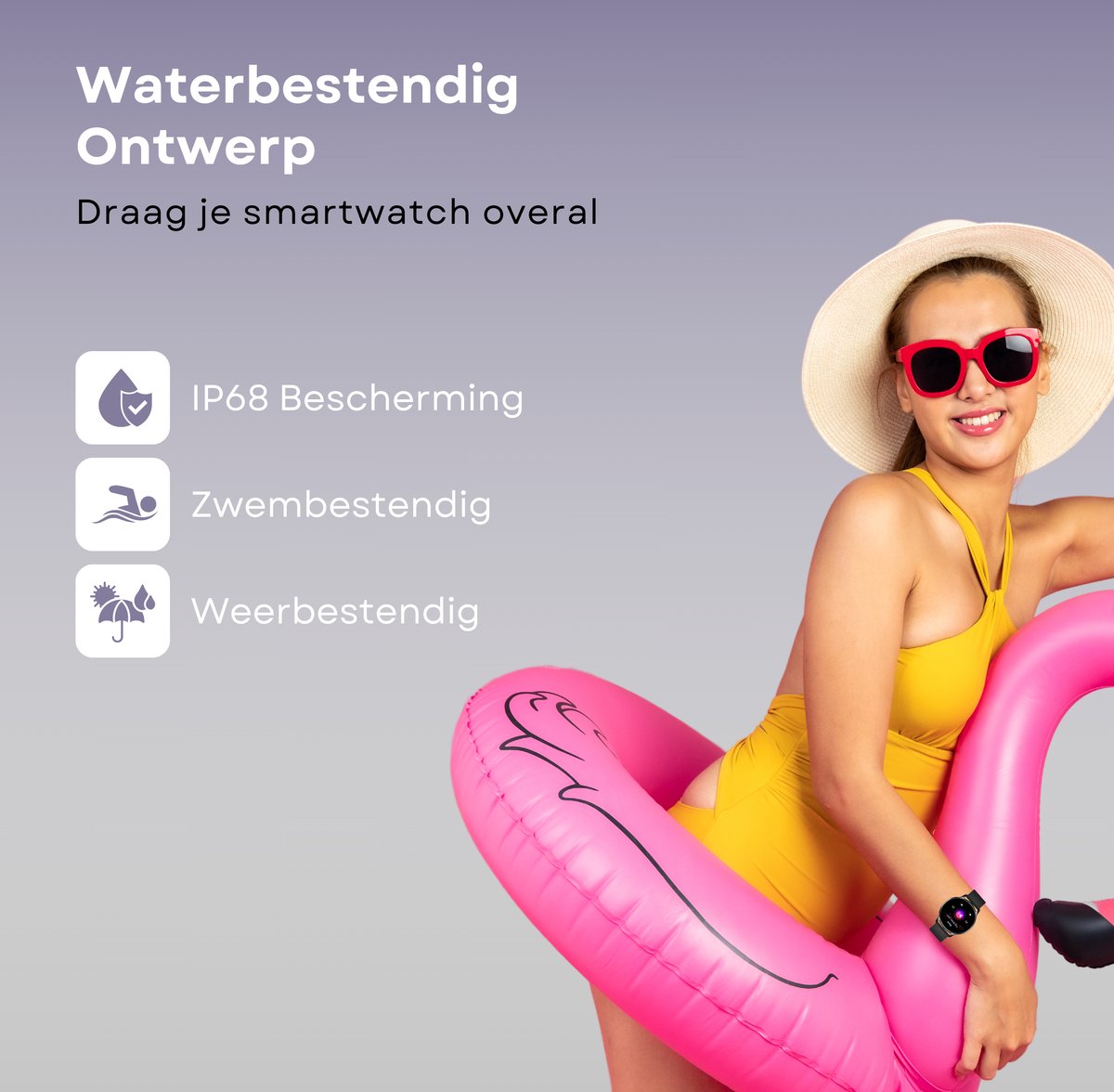 Kiraal Valencia AMOLED Smartwatch Dames Zwart