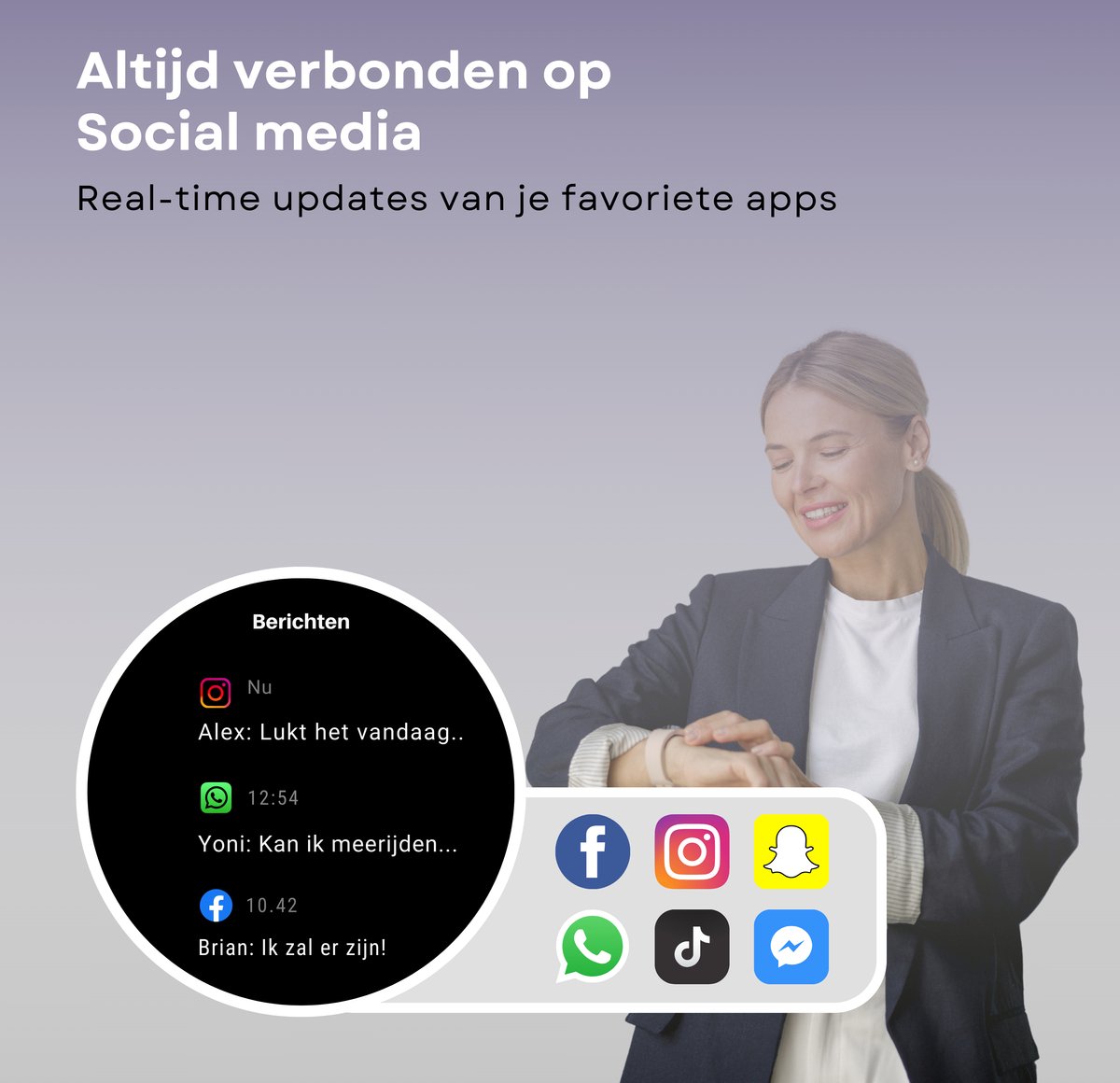 Kiraal Valencia AMOLED Smartwatch Dames Zwart