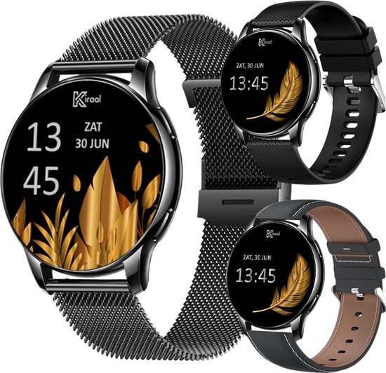 Kiraal Valencia AMOLED Smartwatch Dames Zwart