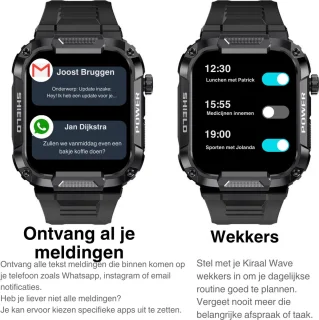 Kiraal Wave Smartwatch Zwart - Android & iOS