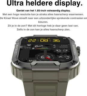 Kiraal Wave Smartwatch Zwart - Android & iOS