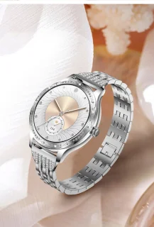 Knobbout 1.27 inch dames smartwatch – zilverkleurige stalen band