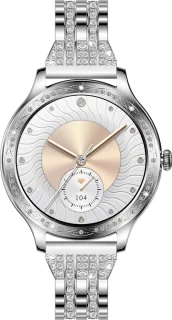 Knobbout 1.27 inch dames smartwatch – zilverkleurige stalen band