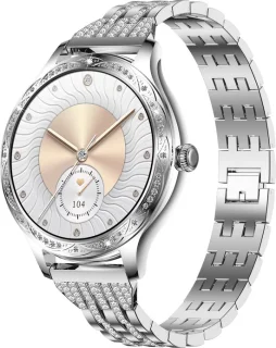 Knobbout 1.27 inch dames smartwatch – zilverkleurige stalen band