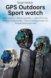 Knobbout 1.32" IPS Smartwatch Sport Grijs