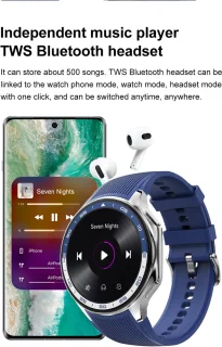 Knobbout 1.43-inch 3D AMOLED Smartwatch – Zwart leer/siliconen band