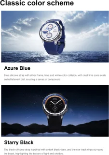 Knobbout 1.43-inch 3D AMOLED Smartwatch – Zwart leer/siliconen band
