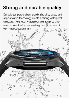 Knobbout 1.43-inch 3D AMOLED Smartwatch – Zwart leer/siliconen band